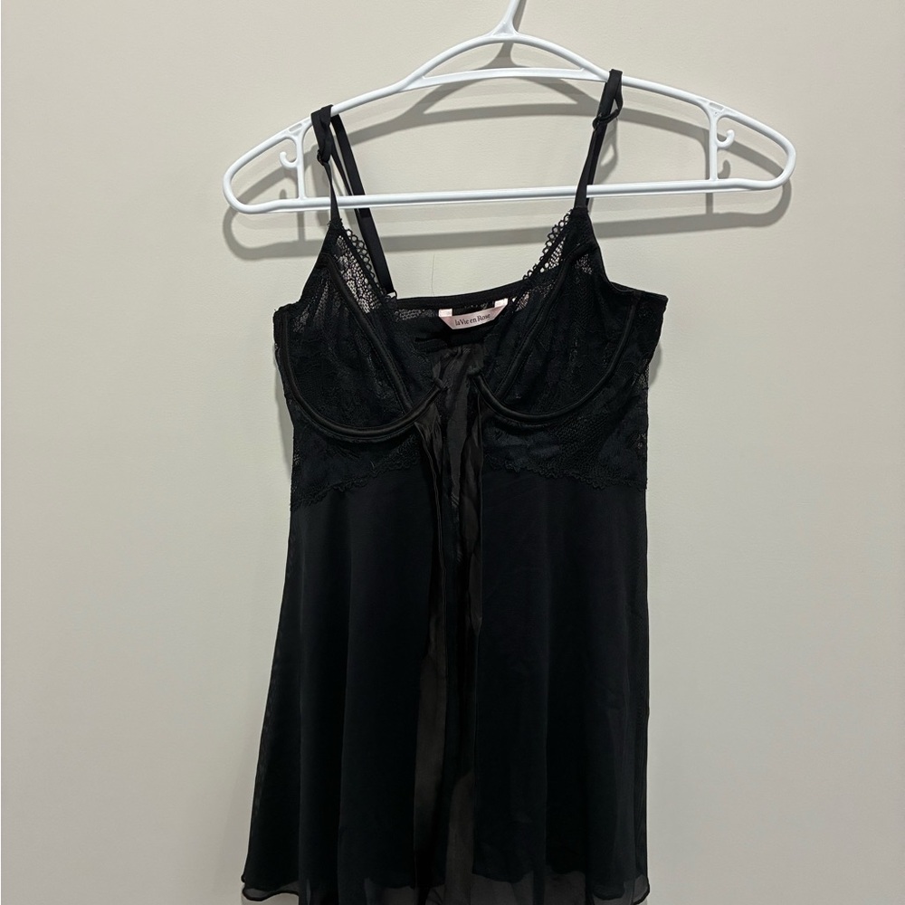 La Vie En Rose Black Lace Top
